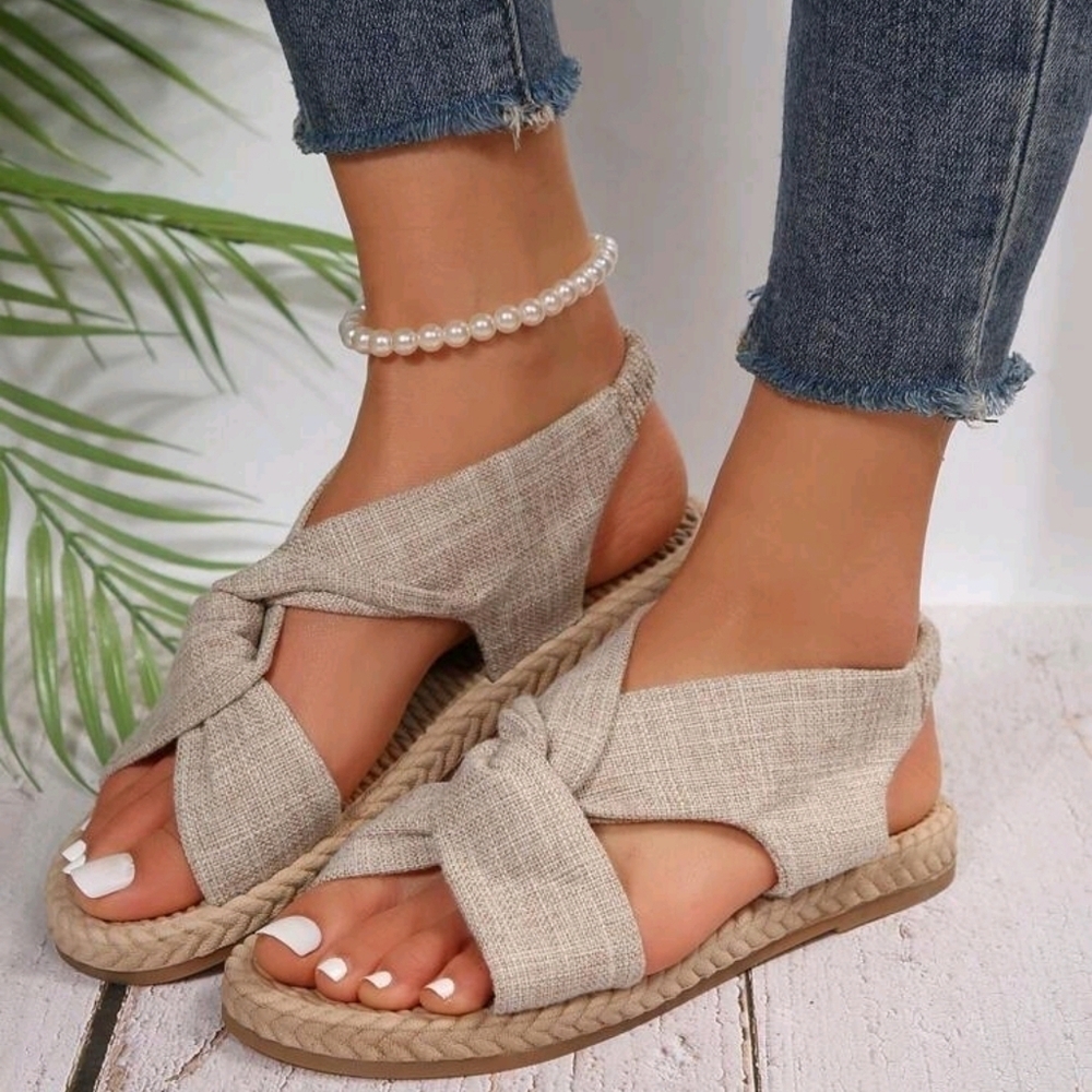 Ladies' Crossed Fabric Strap Lightweight Outdoor Sandals - Picture 3 of 6